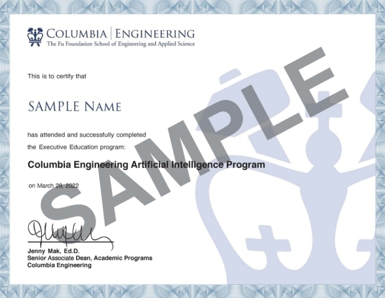 Columbia university ai certificate program